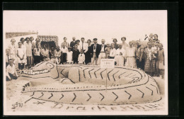 Foto-AK Sandplastik In Gestalt Eines Krokodils  - Skulpturen