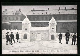 AK La Chaux-de-Fonds, Concours De Construction De Neige 1906-1907, Eisplastik  - Esculturas