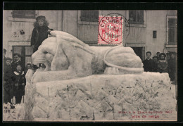 AK La Chaux-de-Fonds, Lion De Neige, Löwen-Eisplastik  - Sculptures