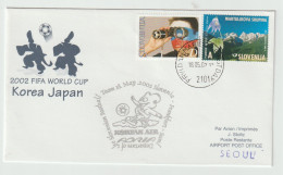 The National Football Team Of Slovenia Leaving For 2002 FIFA World Cup In Japan & Korea Cover Posted 18.5.2002 Flown W/A - 2002 – Corea Del Sur / Japón