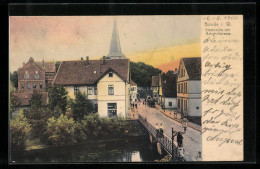 AK Bünde I. W., Eisebrücke Mit Bahnhofstrasse  - Bünde