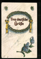 AK Kranz Mit Blumen, Treu Deutsche Grüsse  - Guerre 1914-18