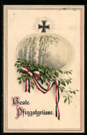 AK Birken Mit Zweigen Und Fahnenband, Eisernes Kreuz, Pfingstgruss  - Guerre 1914-18