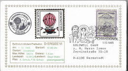 BALLON AUTRICHE D-ERGEE VI 1985 - FLAMME CHRISTKINDL 1985, CACHETS ILLUSTRES, VIGNETTE DOREE, VOIR LE SCANNER - Fesselballons