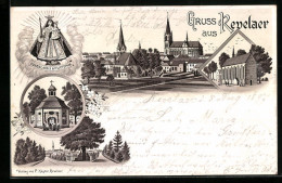 Lithographie Kevelaer, Ortsansicht Mit Einer Heiligen  - Kevelaer