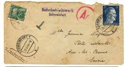 80568 -  D'un S.T.O. à SCHWEINFURT, Pour La France Et  Avec  Timbre Taxe - 2. Weltkrieg 1939-1945