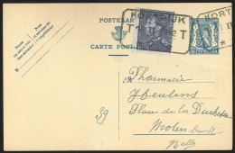 Ep 50c Bleu + N°529 En Exprès Rectang KORTRIJK/1942 Pour Molenbeek - Cartes Postales 1934-1951