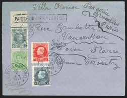 L Encad Bil PAR AVION Affr N°137+195+211+213 De BRUXELLES/1925 Pour La Suisse - Brieven En Documenten