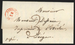 L.non Affr. Càd BASTOGNE/18/OCT./1849 + "3" Pour Liège - 1830-1849 (Onafhankelijk België)