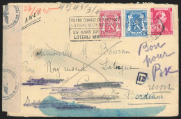 L. Affr N°423+426+528 De BRUXELLES/1943 Pour Bordeaux + Censures + Chimique + "inconnu" … - Brieven En Documenten