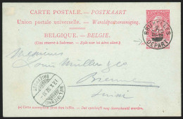 Ep 10c Rge De BRUXELLES DEPART (curiosité Dateur, Année ) Pour La Suisse. 1902 - Cartoline 1871-1909