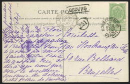 Carte Affr N°53 De MONS (STATION)/1900 + Encadré OBOURG Pour Bruxelles - 1893-1900 Barba Corta