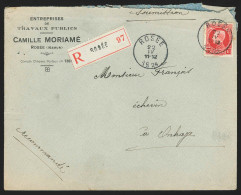 L Recomm Affr N°212 De ROSEE/1924 Pour Onhaye - Covers & Documents