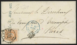 L Affr N°33 Dc TAMINES/1873 (Banque Danly) Pour Paris - 1869-1883 Leopold II.