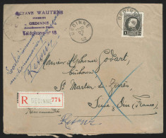L Recom Affr N°214 De GEDINNE/1922 Pour La France +  Retour - 1921-1925 Petit Montenez