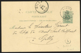Ep 5c Vert Càd LIGNY/1889 + Boîte Rurale V  Pour Gilly. - Postkarten 1871-1909