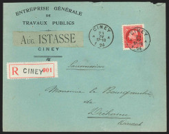 L. Recom Affr N°212 De CINEY/1924 Pour Dréhance - Briefe U. Dokumente