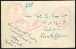 Carte 1940 Cachet Croix Rouge De SCHAERBEECK Pour Le Stalag IA + Censure - Oorlog 40-45 (Brieven En Documenten)