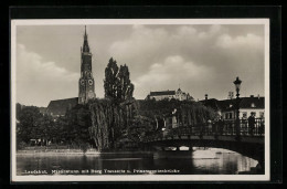 AK Landshut, Martinsturm Mit Burg Trausnitz U. Prinzregentenbrücke  - Landshut