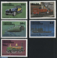 Grenada Grenadines 1987 Historic Traffic 5v, Mint NH, Transport - Automobiles - Railways - Ships And Boats - Voitures