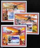 Djibouti 1984 Bleriot Canal Flight 3 S/s Imperforated, Mint NH, Transport - Aircraft & Aviation - Avions