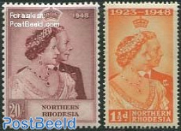Rhodesia, North 1948 Silver Wedding 2v, Unused (hinged), History - Kings & Queens (Royalty) - Case Reali