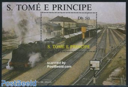 Sao Tome/Principe 1987 Locomotives S/s, Mint NH, Transport - Railways - Trains