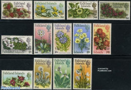 Falkland Islands 1971 Definitives, Flowers 13v, Overprints, Mint NH, Nature - Flowers & Plants - Other & Unclassified
