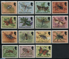 Falkland Islands 1984 Definitives, Insects 15v, Mint NH, Nature - Butterflies - Insects - Autres & Non Classés