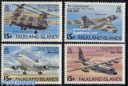 Falkland Islands 1993 Royal Air Force 4v, Mint NH, Transport - Helicopters - Aircraft & Aviation - Hélicoptères