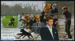 Falkland Islands 2000 Prince William S/s, Mint NH, History - Nature - Transport - Kings & Queens (Royalty) - Dogs - Fi.. - Case Reali