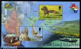 Falkland Islands 2001 Hong Kong 2001 S/s, Mint NH, Nature - Transport - Various - Birds - Birds Of Prey - Philately - .. - Schiffe