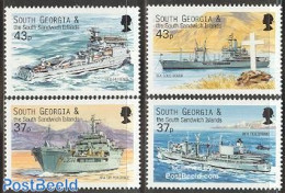 South Georgia / Falklands Dep. 2001 Ships 4v, Mint NH, Transport - Helicopters - Ships And Boats - Elicotteri