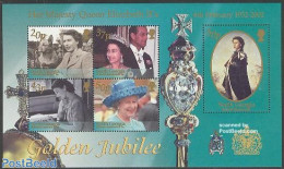 South Georgia / Falklands Dep. 2002 Elizabeth II Golden Jubilee S/s, Mint NH, History - Nature - Kings & Queens (Royal.. - Case Reali