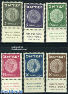 Israel 1949 Coins 6v, Mint NH, Various - Money On Stamps - Ongebruikt (met Tabs)