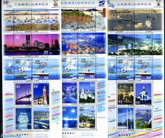 Japan 2009 Harbours 26v (3 M/s), Mint NH, Transport - Ships And Boats - Art - Bridges And Tunnels - Neufs