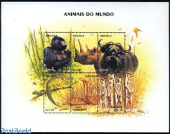 Angola 2000 Animals 6v M/s, Gorilla, Mint NH, Nature - Animals (others & Mixed) - Monkeys - Rhinoceros - Snakes - Angola