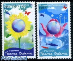 New Caledonia 2009 France-Oceanie Summit 2v, Mint NH, Nature - Various - Butterflies - Environment - Globes - Maps - M.. - Nuevos