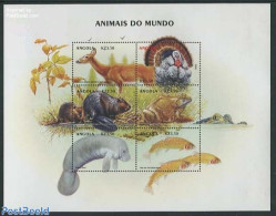 Angola 2000 Animals 6v M/s, Dear, Mint NH, Nature - Animals (others & Mixed) - Deer - Fish - Frogs & Toads - Poultry - Pesci