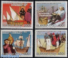 Burkina Faso 1986 Columbus 4v, Mint NH, History - Transport - Explorers - Ships And Boats - Explorers