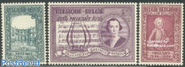 Belgium 1956 Mozart 3v, Unused (hinged), Performance Art - Amadeus Mozart - Music - Staves - Unused Stamps