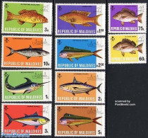 Maldives 1973 Deep Sea Fish 10v, Mint NH, Nature - Transport - Fish - Ships And Boats - Pesci