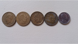 5 Pièces De Monaco (1 Fr Sans Date, 1 Fr 1924, 20 Cts 1962, 20 Frs 1950, 1/2 Fr 1978) - 1922-1949 Louis II.