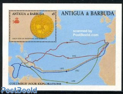 Antigua & Barbuda 1988 Discovery Of America S/s, Mint NH, History - Transport - Various - Explorers - Ships And Boats .. - Esploratori