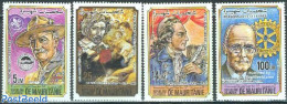 Mauritania 1984 Famous Persons 4v, Mint NH, Sport - Various - Scouting - Rotary - Art - Authors - Rubens - Rotary Club