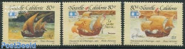 New Caledonia 1992 Discovery Of America 3v, Mint NH, History - Transport - Explorers - Ships And Boats - Neufs