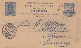 Liberia: 1894_ Post Card Harper To Altona - Liberia