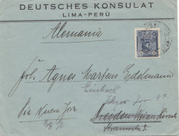 Peru Deutsches Konsulat Lima To Dresden, Forwarded To Einbeck - Pérou