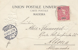 Madeira: 1902: Post Card Funchal Perfin To Altona - Madeira