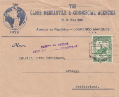 Mocambique 1944 Lourenco To Arnegg/Switzerland, Censor - Mozambico